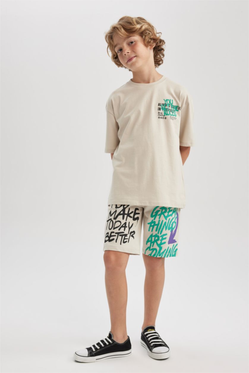 أولاد اللون الحجري شورت ولادي قماش رقيق قصة عادية