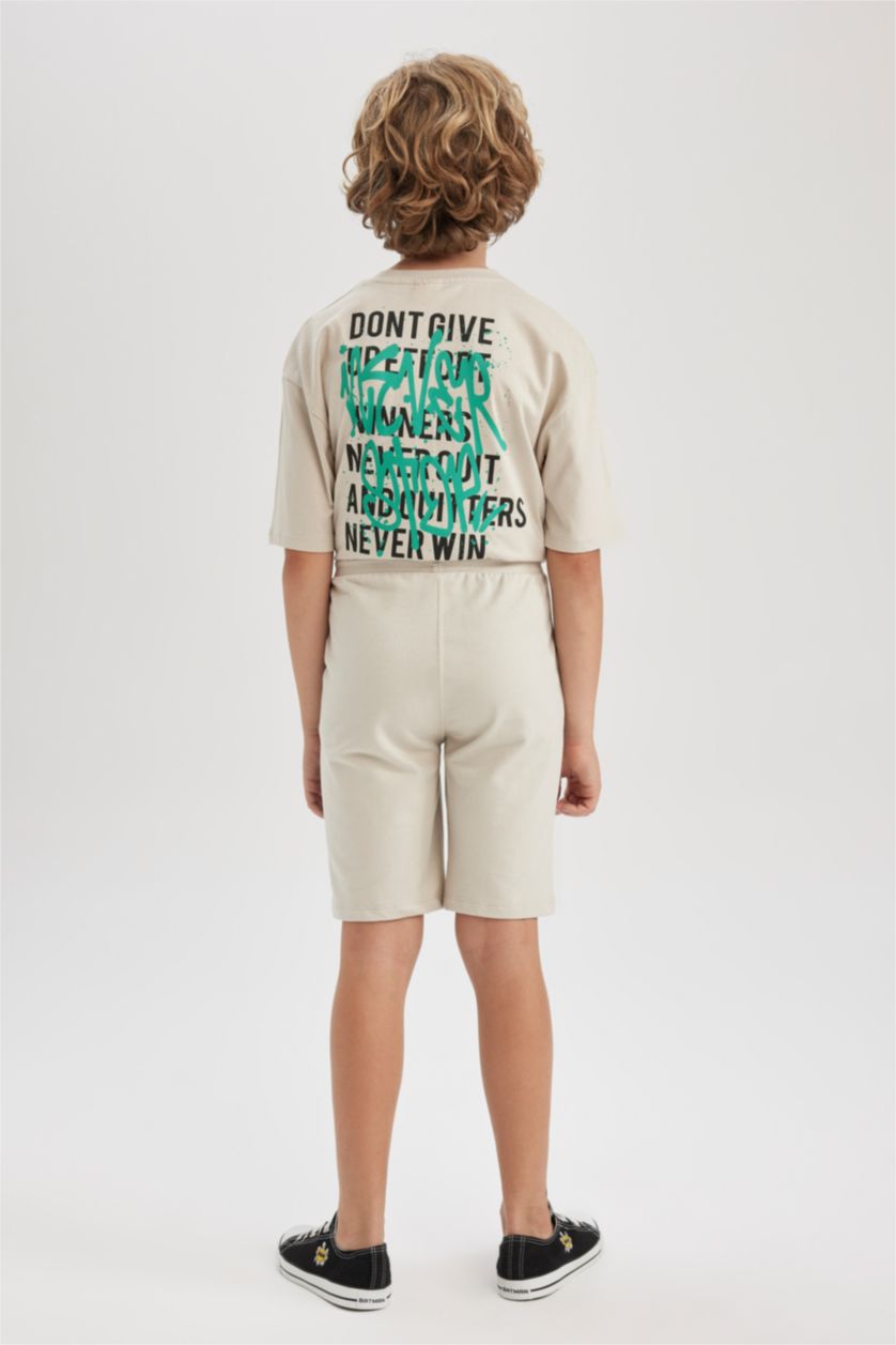 أولاد اللون الحجري شورت ولادي قماش رقيق قصة عادية