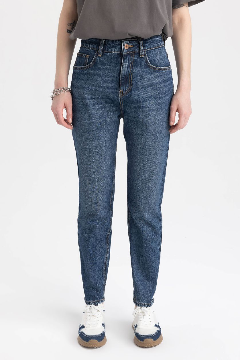 WOMAN Dark Blue DeFacto X Wiser Wash Mom Fit Jeans