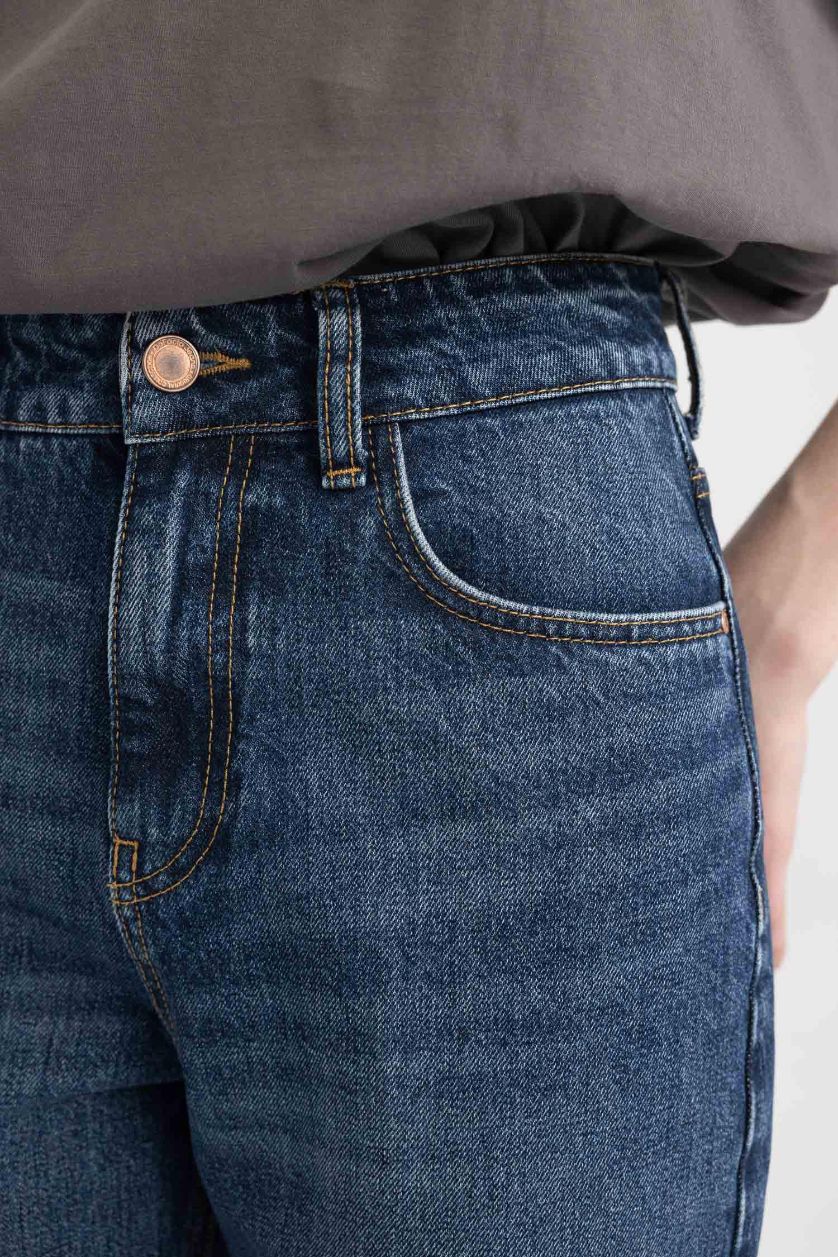WOMAN Dark Blue DeFacto X Wiser Wash Mom Fit Jeans