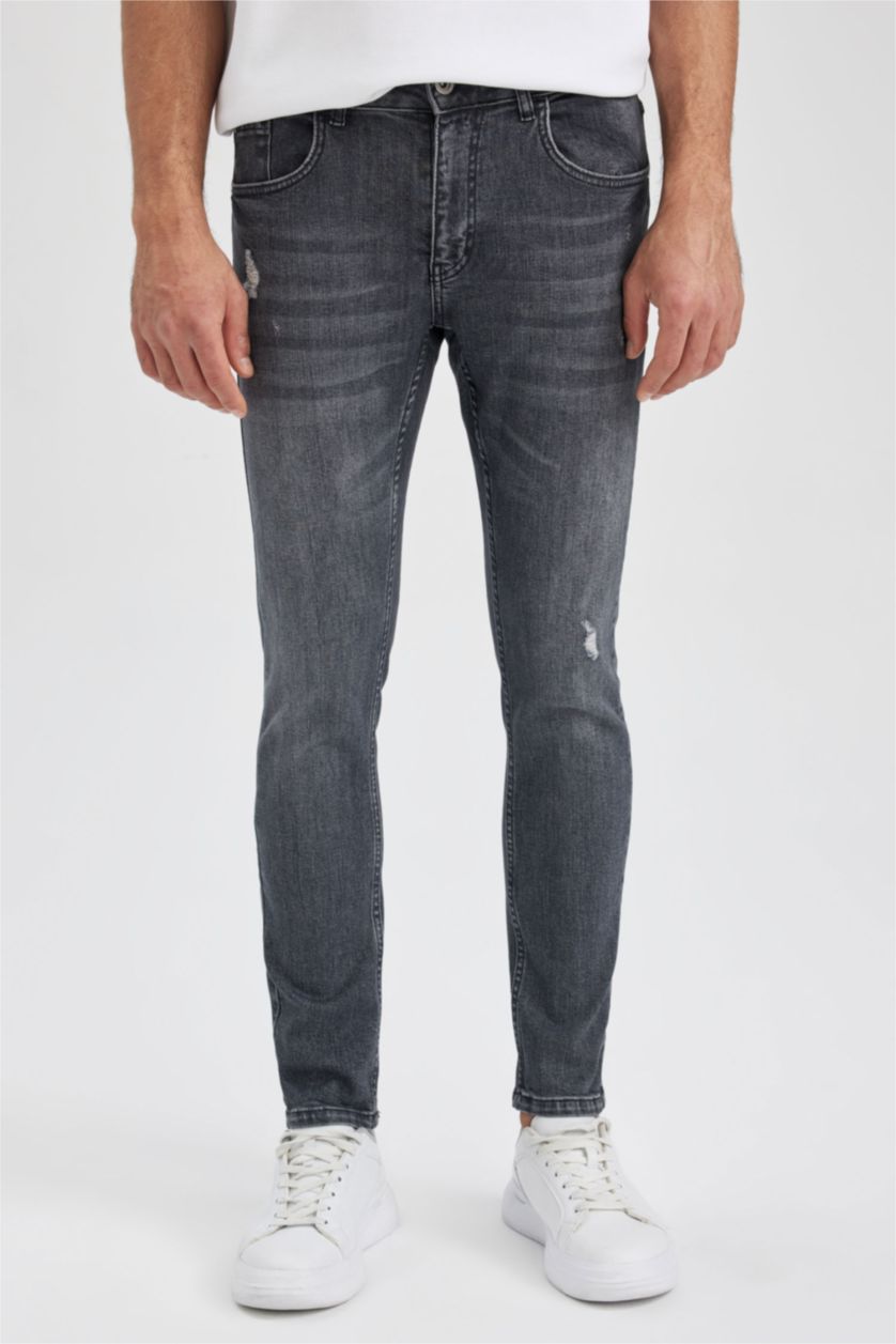 MAN Anthracite Skinny Comfort Fit Tight Relaxed Fit Normal Waist  Jeans