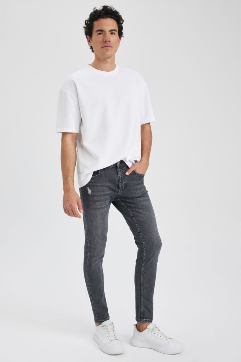 MAN Anthracite Skinny Comfort Fit Tight Relaxed Fit Normal Waist  Jeans