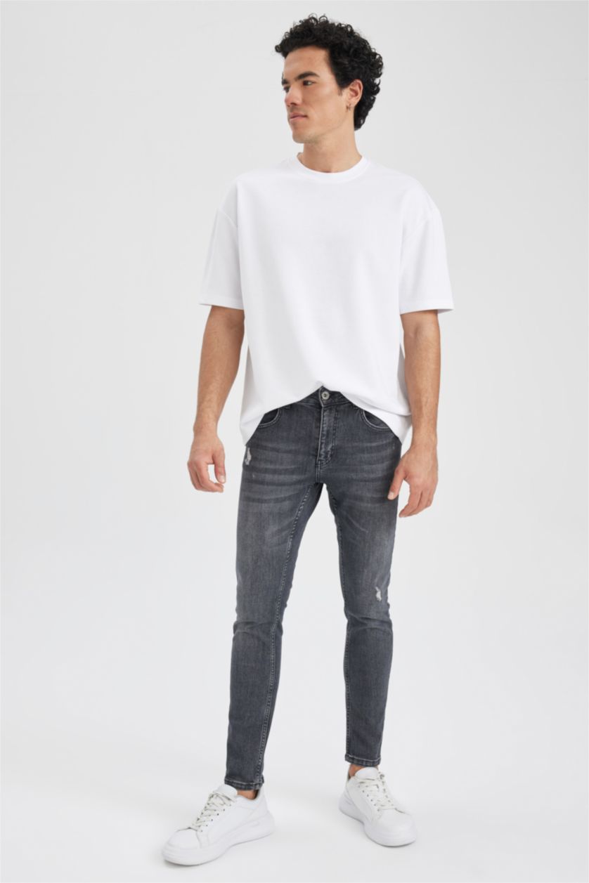 MAN Anthracite Skinny Comfort Fit Tight Relaxed Fit Normal Waist  Jeans