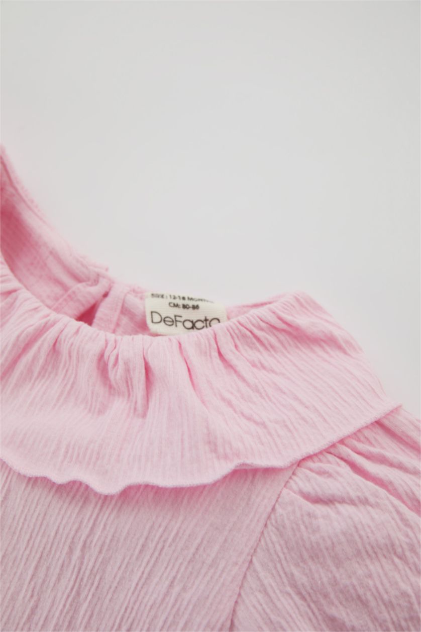 BABY GIRL Pink Baby Girl Regular Fit Big Collar Short Sleeved T-Shirt