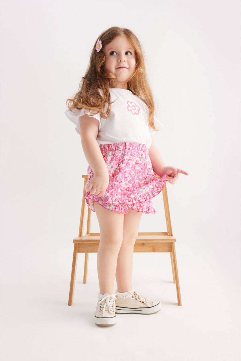 BABY GIRL White Baby Girl Regular Fit Floral Shorts