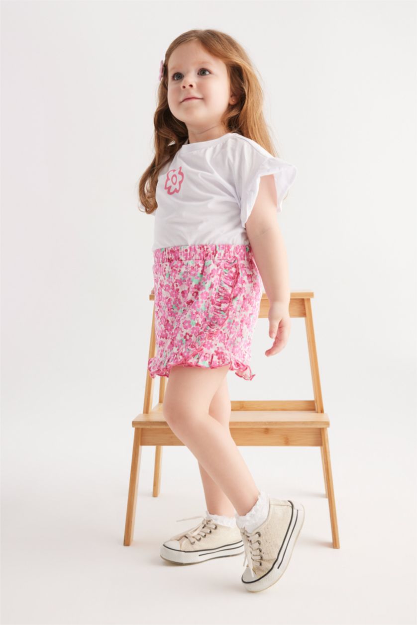 BABY GIRL White Baby Girl Regular Fit Floral Shorts