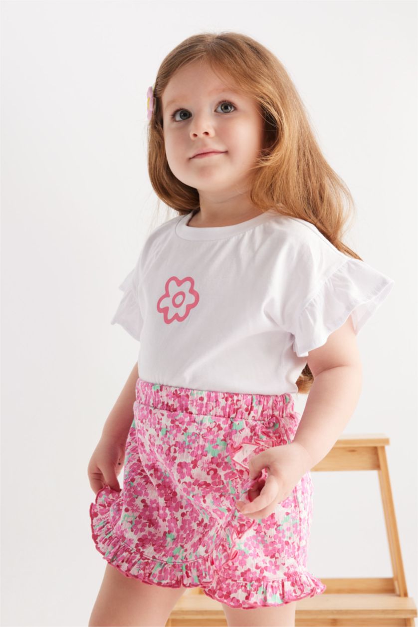 BABY GIRL White Baby Girl Regular Fit Floral Shorts