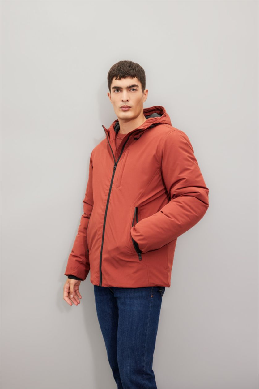 رجال خمري قمصلة نفخ قصة عادية بغطاء للرأس مقاوم للماء