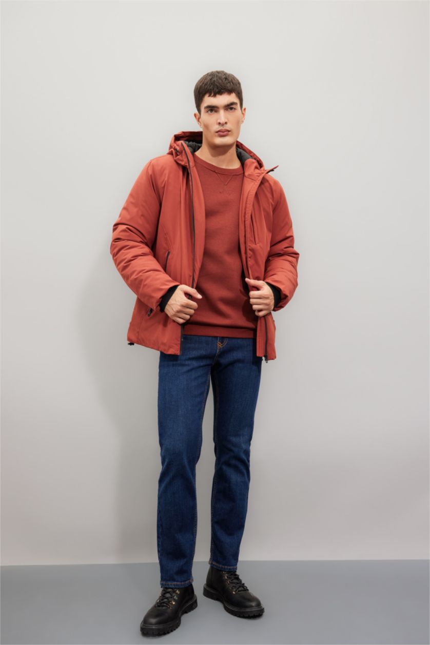 رجال خمري قمصلة نفخ قصة عادية بغطاء للرأس مقاوم للماء