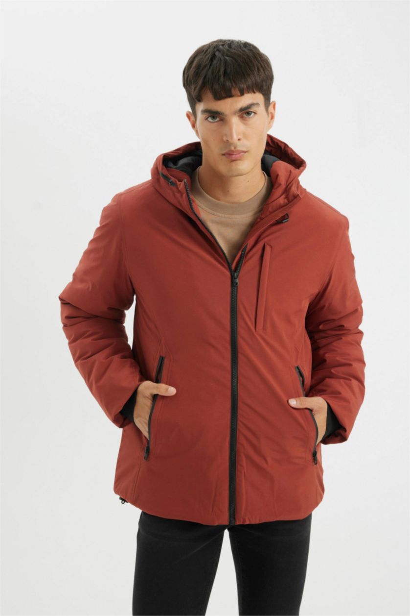 رجال خمري قمصلة نفخ قصة عادية بغطاء للرأس مقاوم للماء