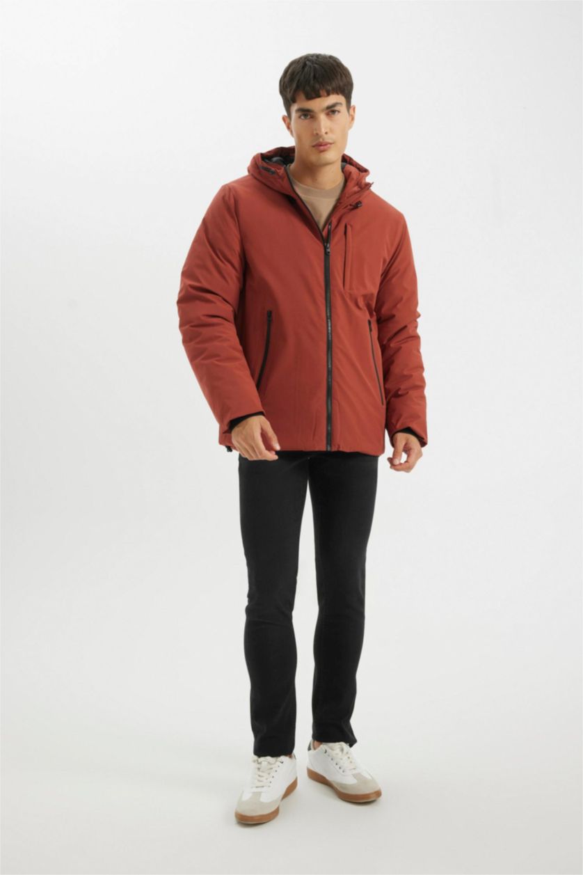 رجال خمري قمصلة نفخ قصة عادية بغطاء للرأس مقاوم للماء