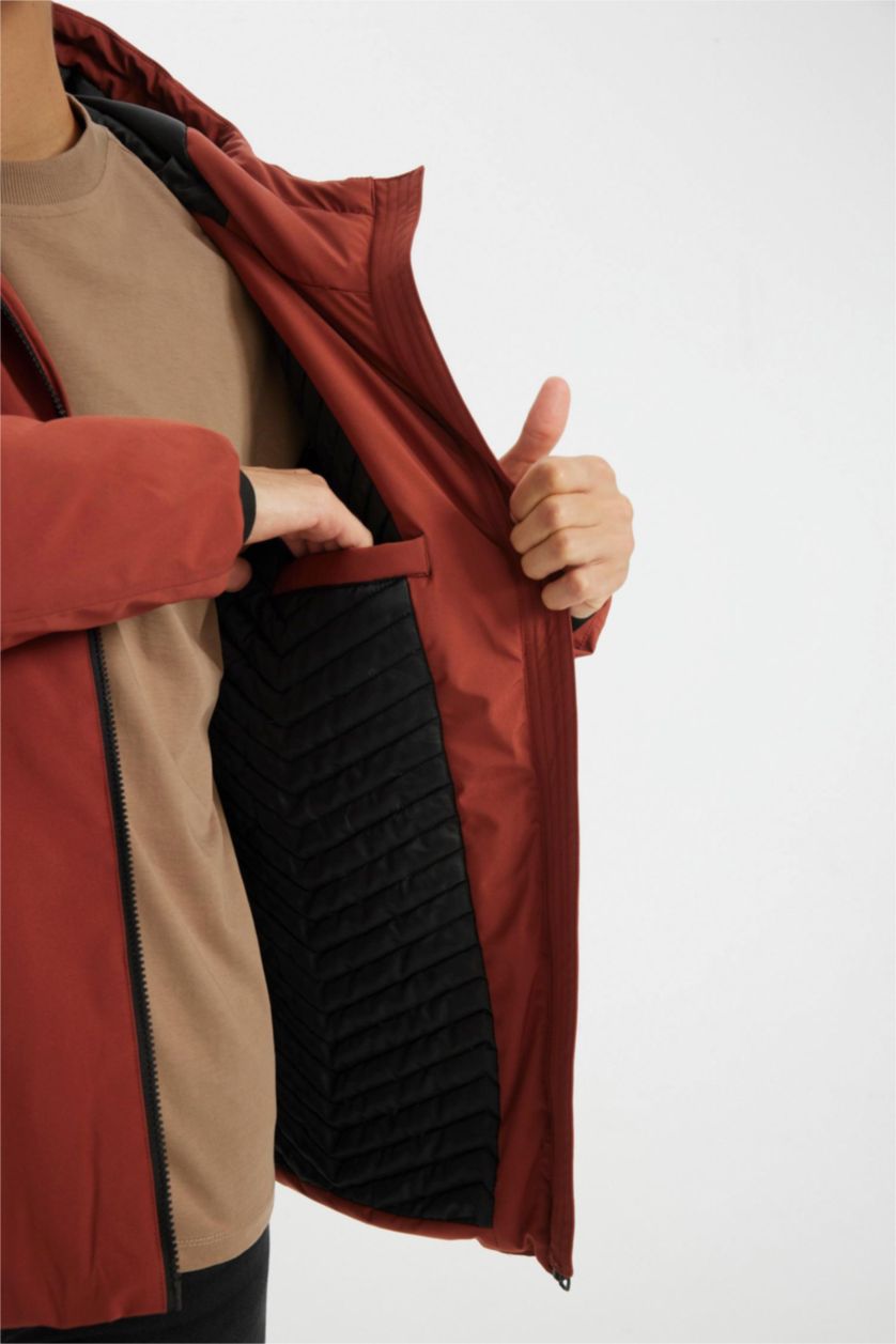 رجال خمري قمصلة نفخ قصة عادية بغطاء للرأس مقاوم للماء