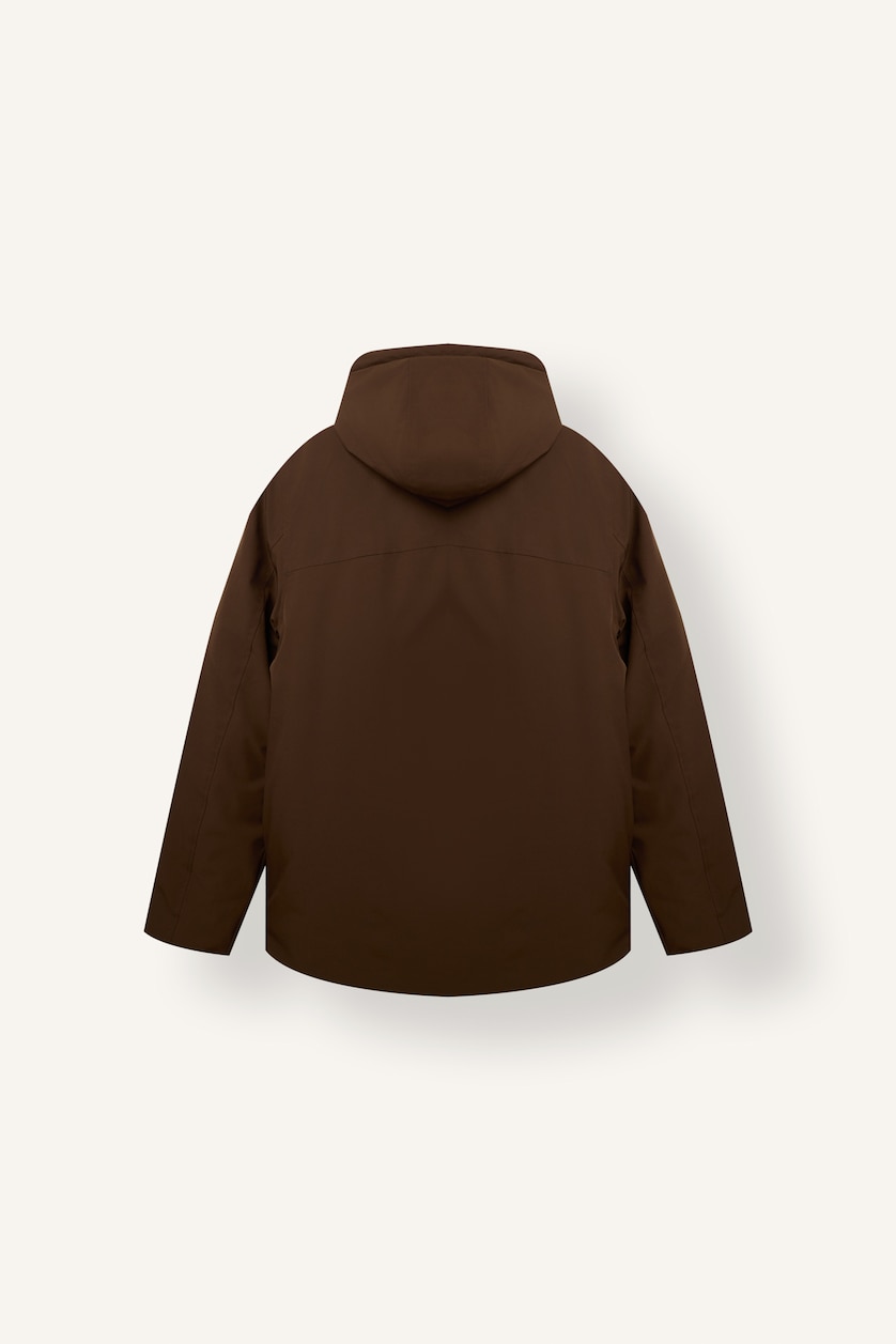 Men Brown Zipper Puffer Jacket