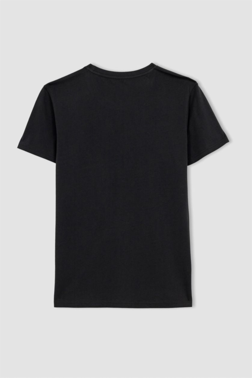 MAN Anthracite Slim Fit Crew Neck Printed Cotton T-Shirt