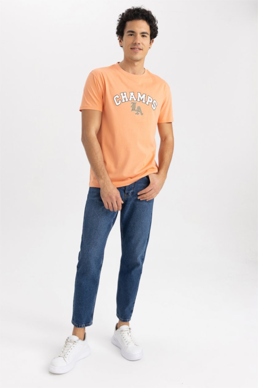 MAN Orange Regular Fit Crew Neck T-Shirt