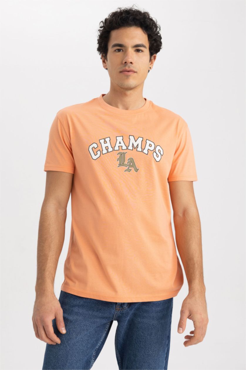 MAN Orange Regular Fit Crew Neck T-Shirt
