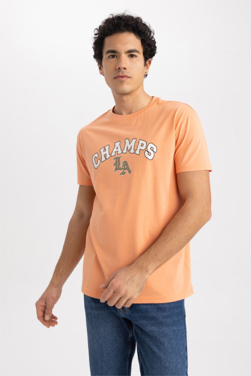 MAN Orange Regular Fit Crew Neck T-Shirt