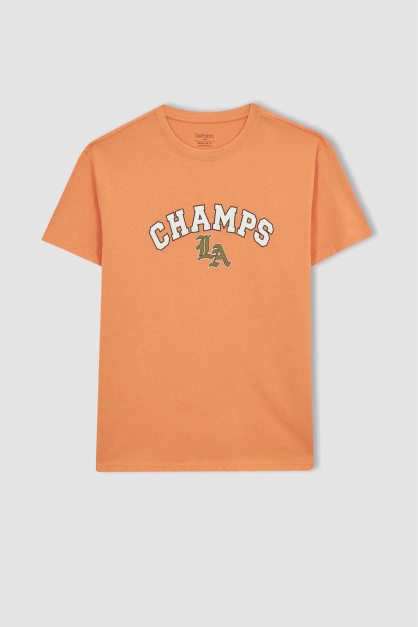 MAN Orange Regular Fit Crew Neck T-Shirt