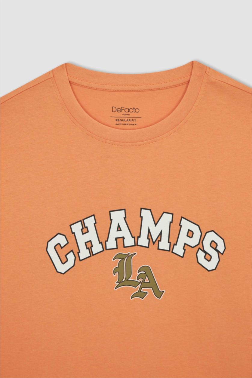 MAN Orange Regular Fit Crew Neck T-Shirt