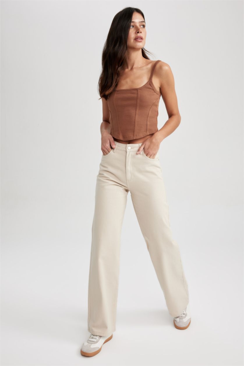 Woman Stone High Waist Wide Leg Trousers