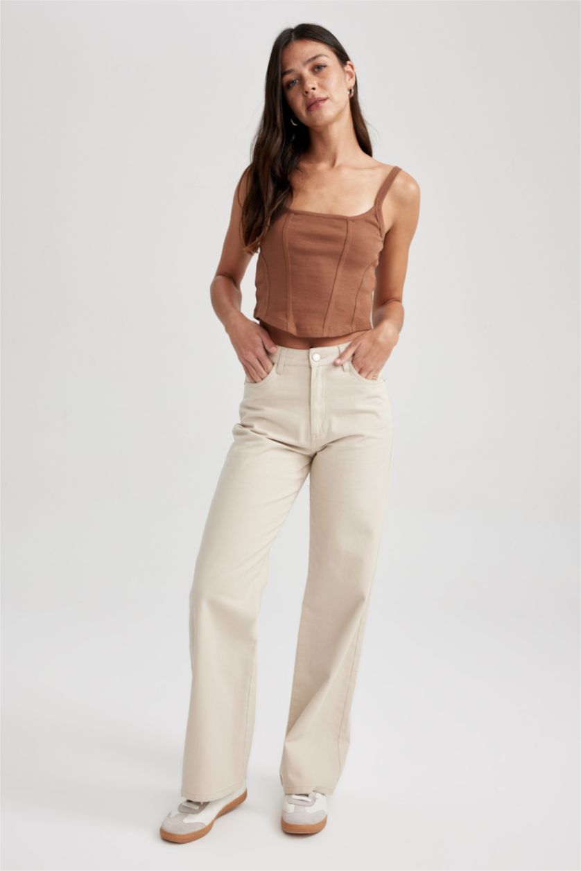Woman Stone High Waist Wide Leg Trousers
