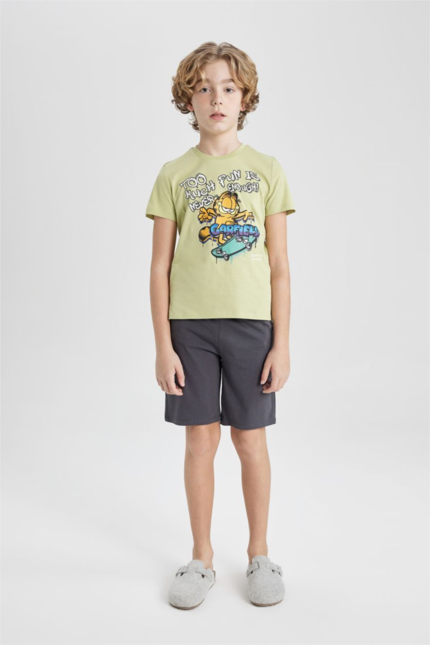 BOYS & TEENS Light Green 2 piece Regular Fit Garfield Knitted Pyjamas