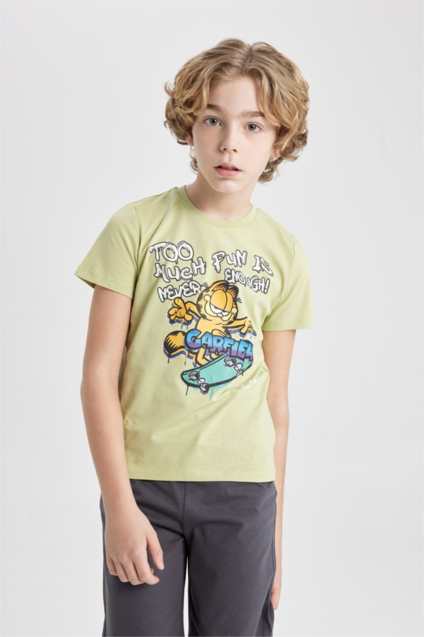 BOYS & TEENS Light Green 2 piece Regular Fit Garfield Knitted Pyjamas