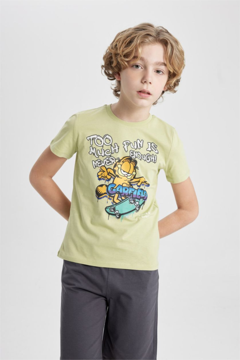 BOYS & TEENS Light Green 2 piece Regular Fit Garfield Knitted Pyjamas