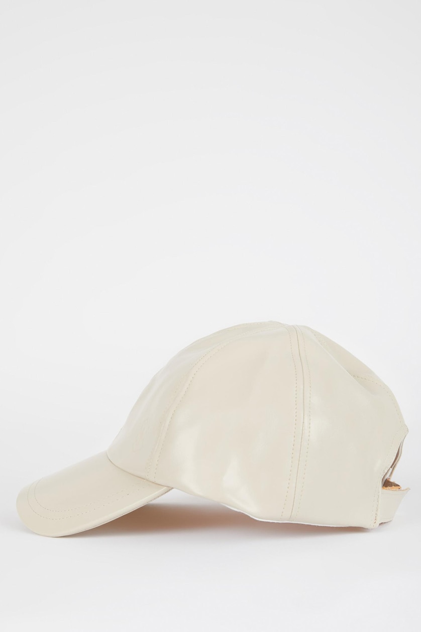 Women Beige Women Olive Leather Cap Hat