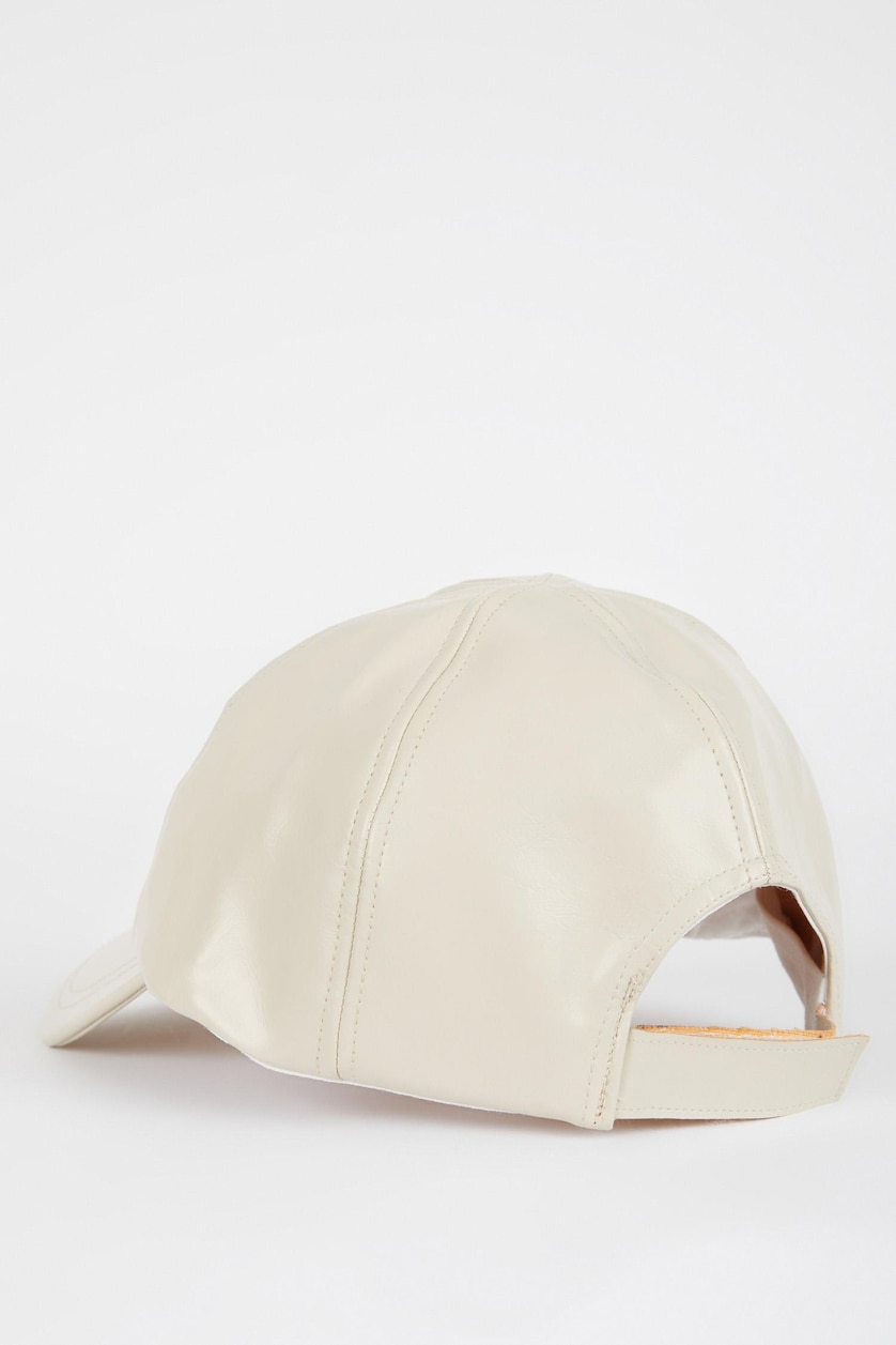 Women Beige Women Olive Leather Cap Hat