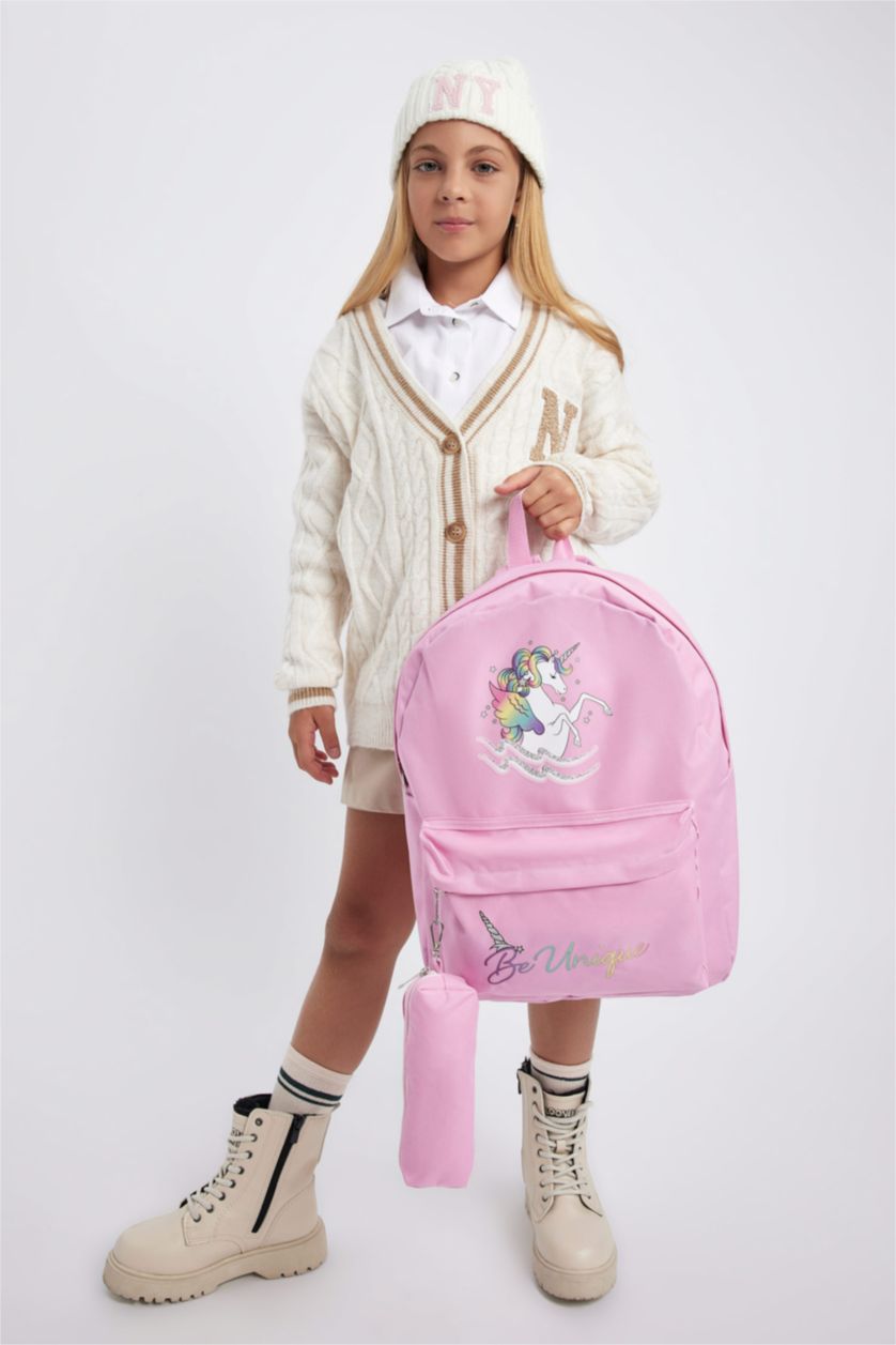 Девочки и подростки Розовый Рюкзак с принтом для девочек, Школьная коллекция