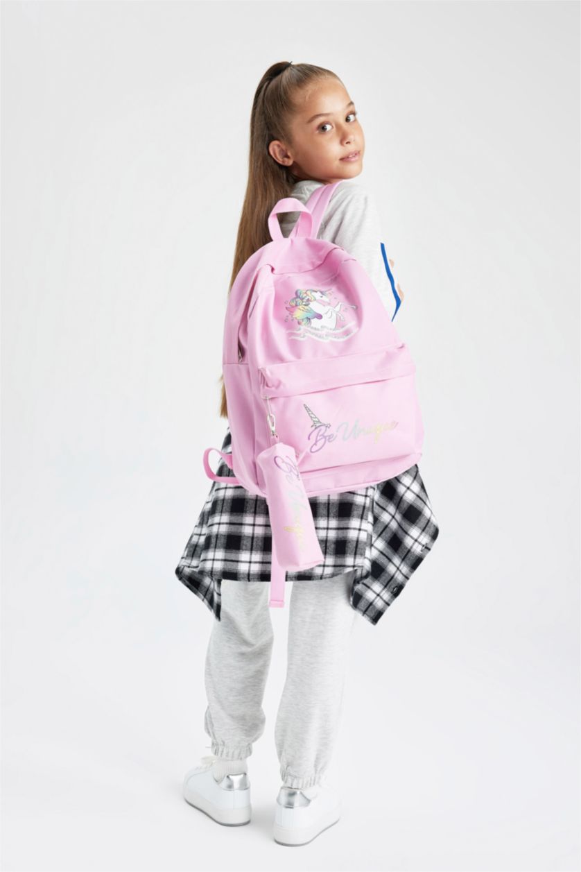 Девочки и подростки Розовый Рюкзак с принтом для девочек, Школьная коллекция