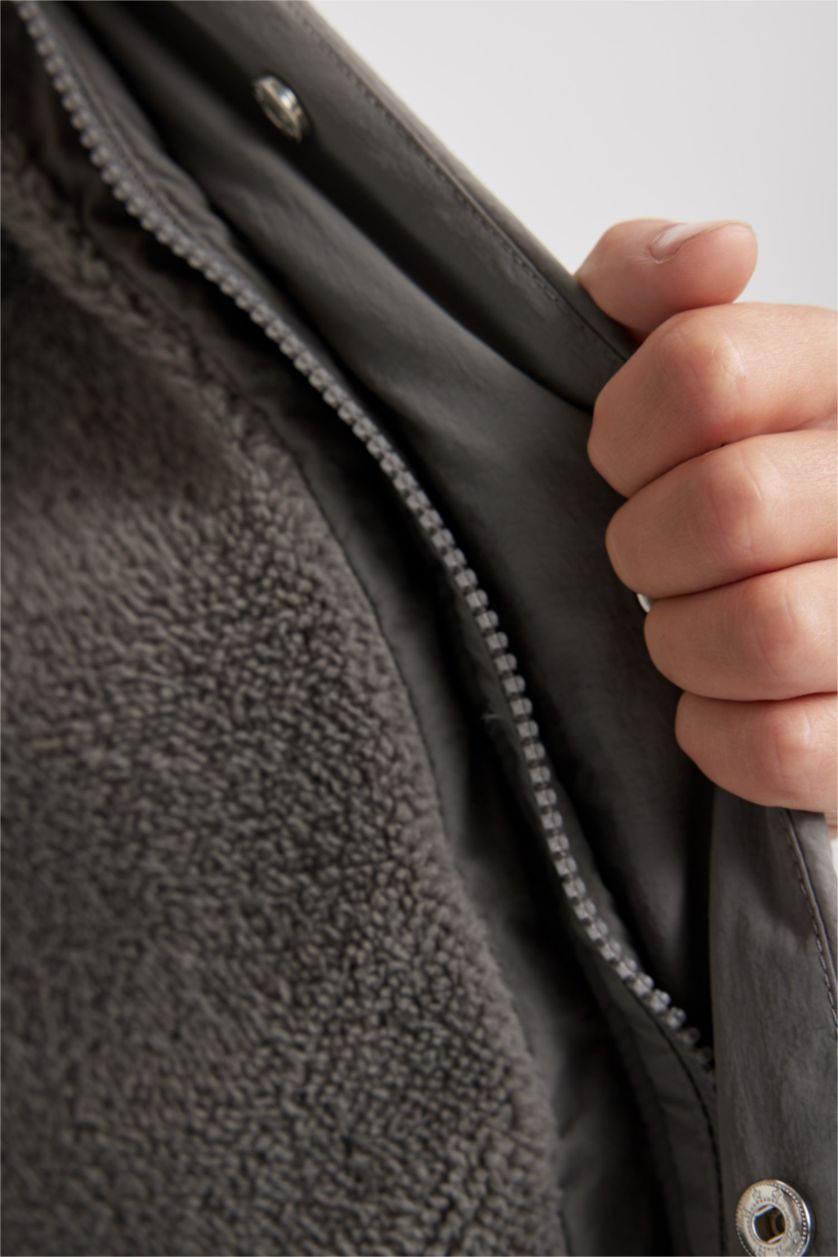 أولاد رمادي قمصلة نفخ ولادي بغطاء للرأس ببطانة صوفية