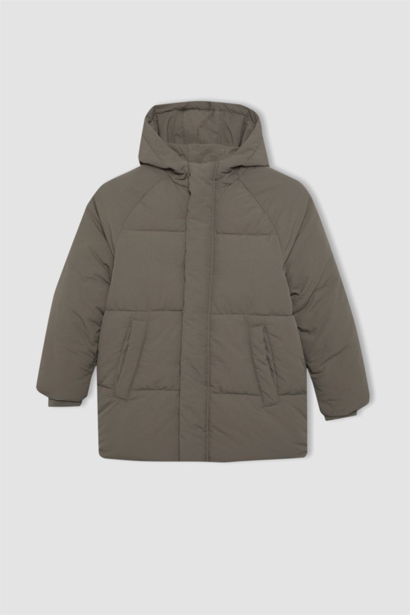 أولاد رمادي قمصلة نفخ ولادي بغطاء للرأس ببطانة صوفية