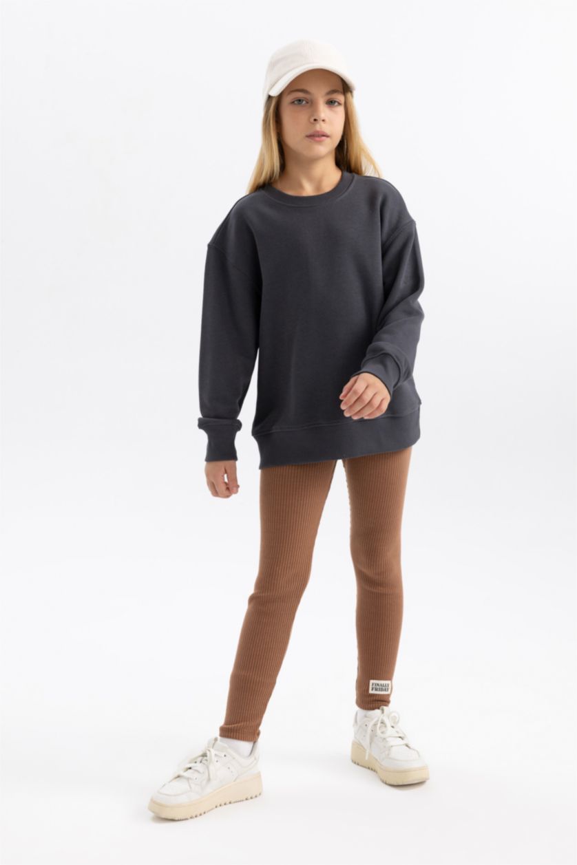 GIRLS & TEENS Anthracite Girl Crew Neck Sweatshirt