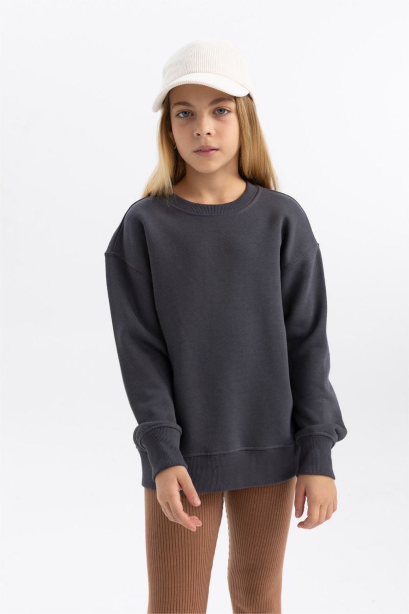 GIRLS & TEENS Anthracite Girl Crew Neck Sweatshirt