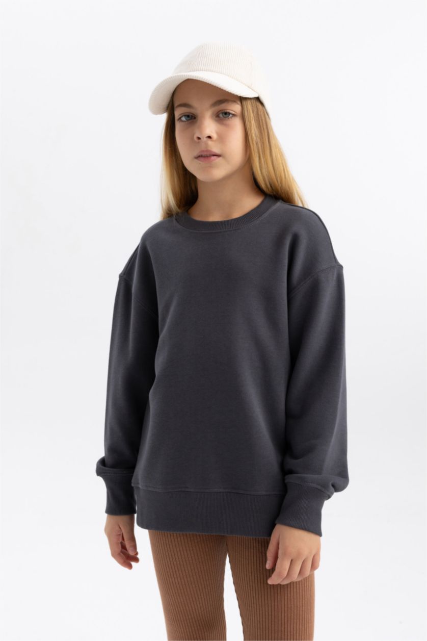 GIRLS & TEENS Anthracite Girl Crew Neck Sweatshirt