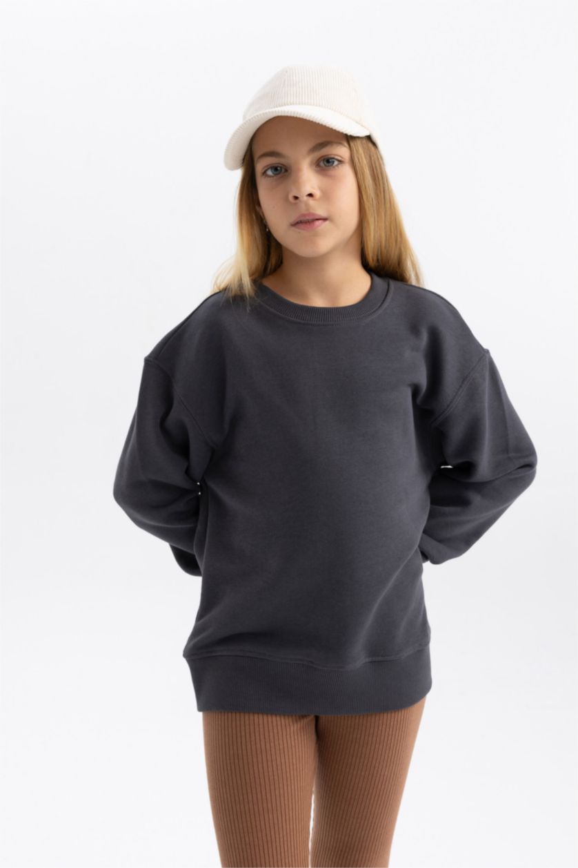 GIRLS & TEENS Anthracite Girl Crew Neck Sweatshirt