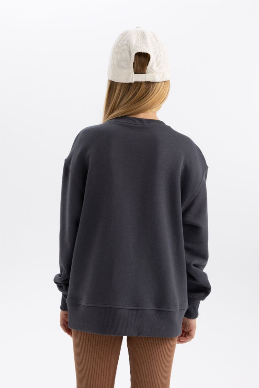 GIRLS & TEENS Anthracite Girl Crew Neck Sweatshirt