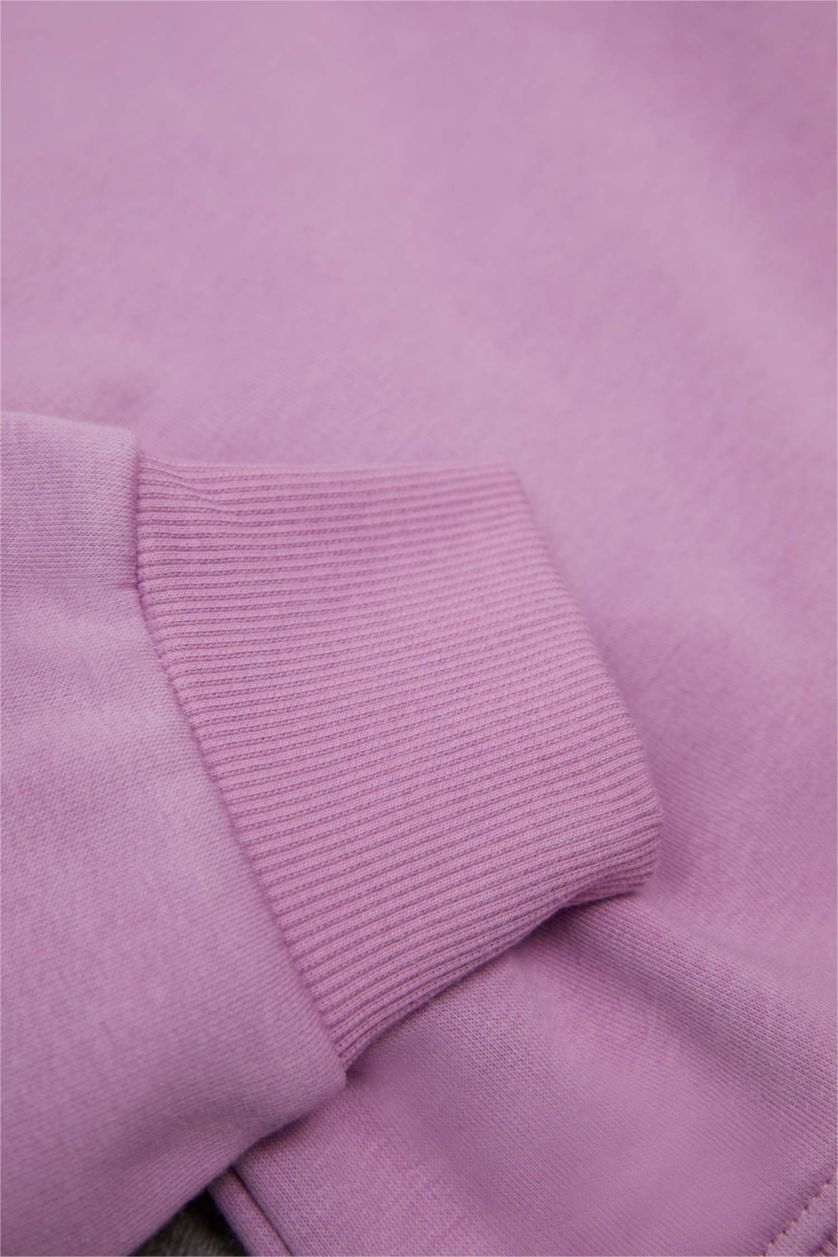 Girls & Teens Lilac Girl Relax Fit Crew Neck Basic School Sweatshirt