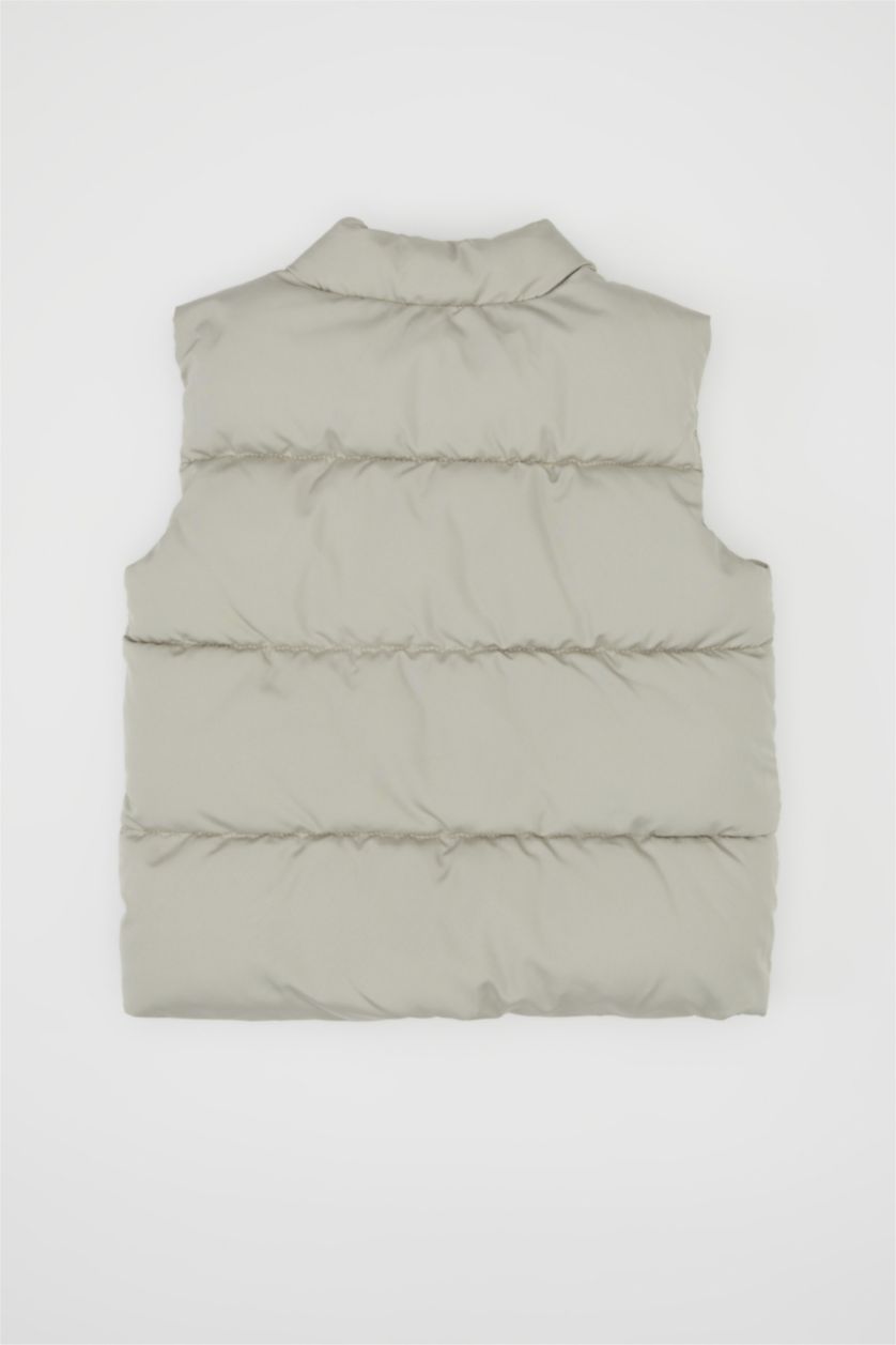 Erkek Bebek Gri Erkek Bebek Dik Yaka Çıtçıtlı Şişme Yelek