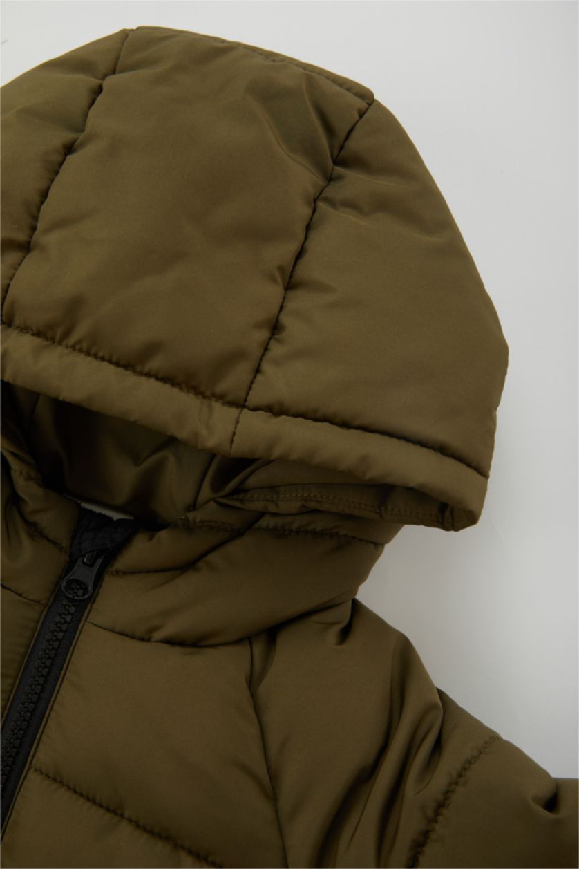 طفل صغير كاكي قمصلة نفخ ولادي مقاوم للماء مبطن بفرو