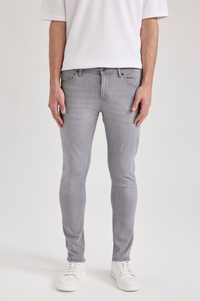 رجالي رمادي فاتح بنطلون جينز سوبر سكيني فيت