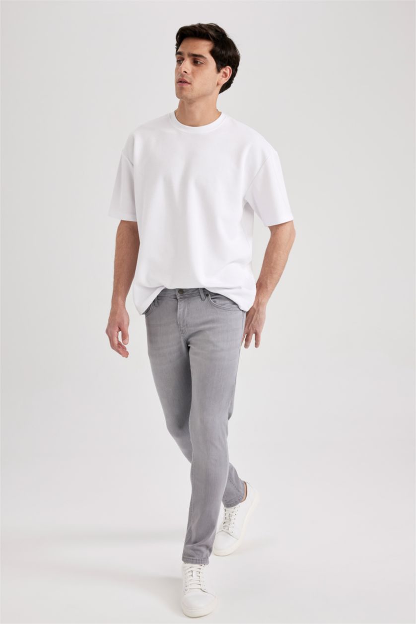 رجالي رمادي فاتح بنطلون جينز سوبر سكيني فيت