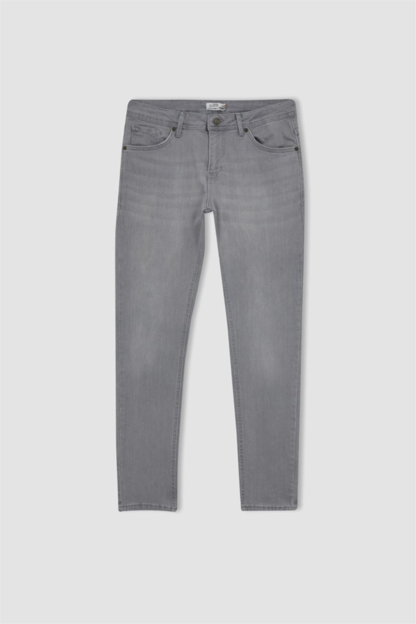 رجالي رمادي فاتح بنطلون جينز سوبر سكيني فيت