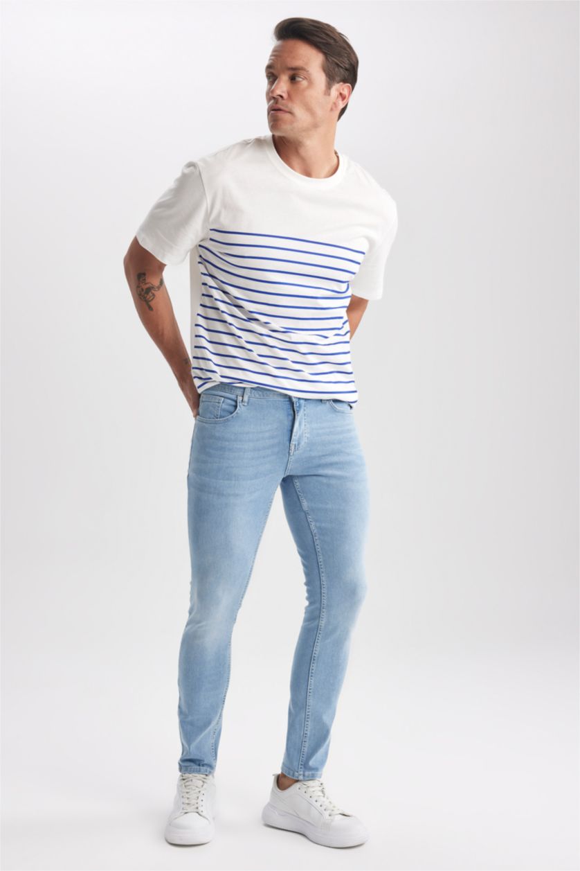 HOMME BLEU Clair Pantalon Jean CARLO - Coupe skinny en denim Ourlet étroit