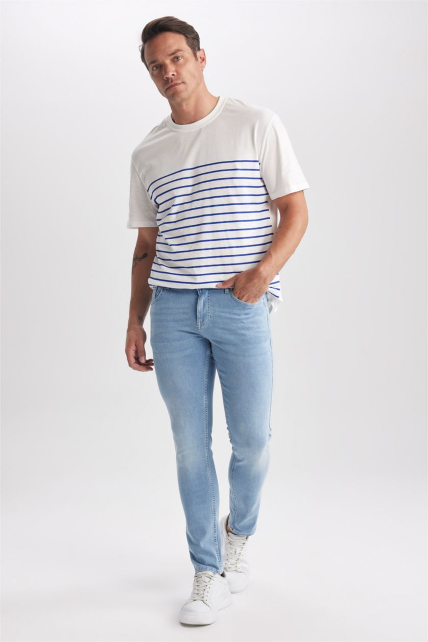 HOMME BLEU Clair Pantalon Jean CARLO - Coupe skinny en denim Ourlet étroit