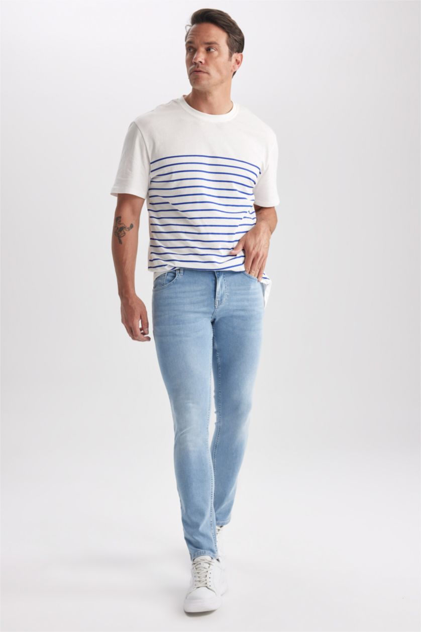HOMME BLEU Clair Pantalon Jean CARLO - Coupe skinny en denim Ourlet étroit