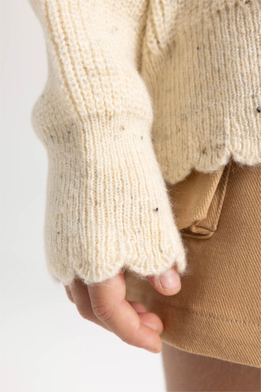 FILLES Beige Clair Pull Coupe Régulière Col Rond Pour Fille