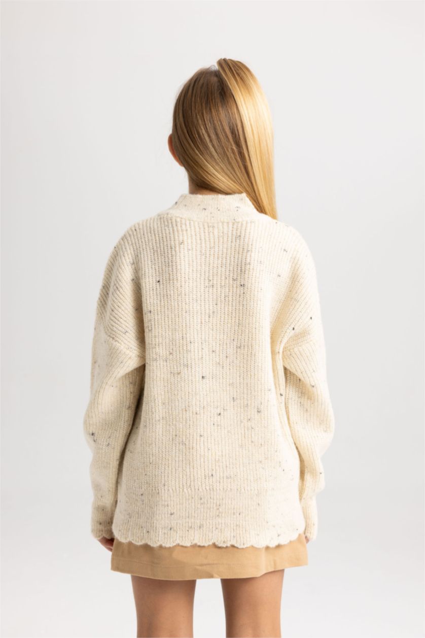 FILLES Beige Clair Pull Coupe Régulière Col Rond Pour Fille